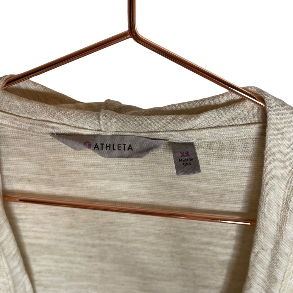 Athleta Draped Waterfall Oatmeal Lightweight Open Front Cardigan Sweater - Picture 3 of 6